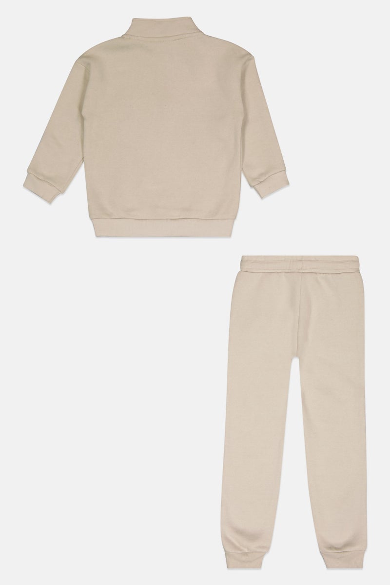 Nicce Kids Boy 2 Pieces Graphic Print Sweatshirt And Sweatpants Set, Beige - Image 3